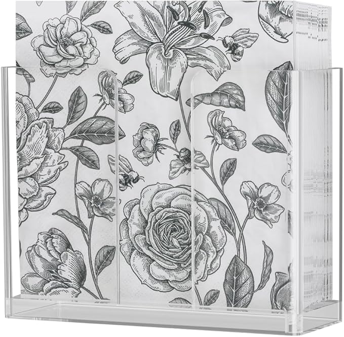 2 Pack Acrylic Napkin Holder, Clear Upright Napkin Dispenser with Non-Slip Pads, Disposable Paper Hand Towel Holder for Dinner Kitchen Restaurant Party