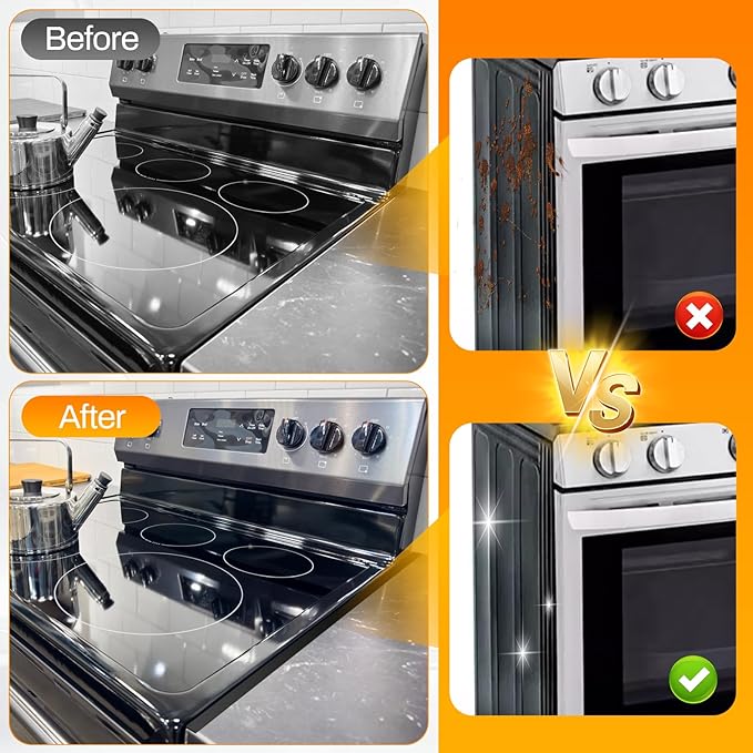 ItsNio 2Pack Upgrade 316 Stainless Steel Stove Gap Covers - Length 23.4" Width 0.78", Stove Gap Filler, Oven Gap Filler, Oven Side Gap Filler, Range Trim Kit, Heat Resistant and Easy to Clean, (Black)