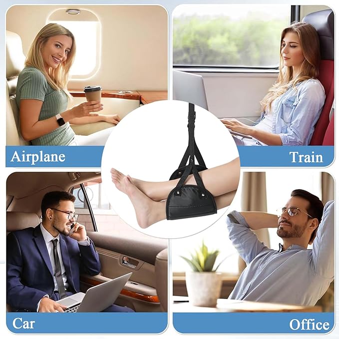 Airplane Foot Rest for Plane Long Flight Air Travel Foot Hammock Relax Feet Portable Desk Foot Hammock with Extended Adjustment Strap FootSling Airplane Travel Essentials for Long Flight
