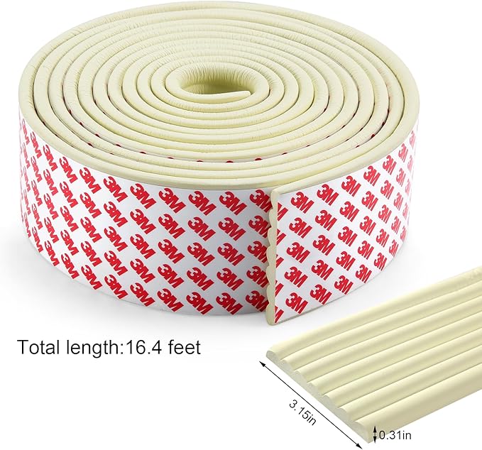 Dovesail Upgrade Baby Proofing Edge Corner Protector,16.4ft Edge Guards Padding with 3M Adhesive, Extra-Wide Soft Rubber Foam Padding, Furniture, Sharp Edge Safety Corner Edge Bumper Guard-Cream