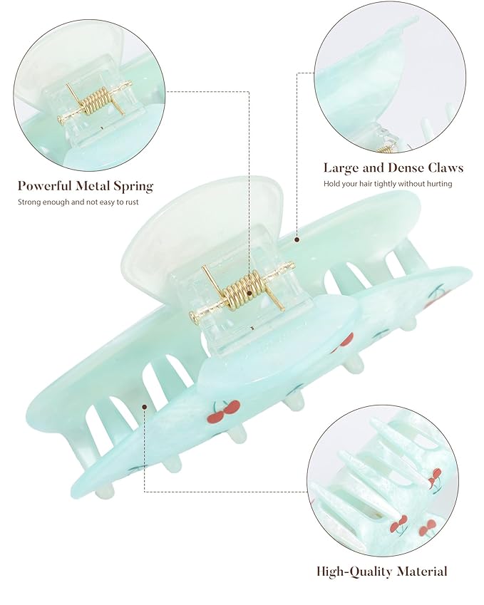 4Pcs Large Acrylic Clips - Big Non-Slip Banana Barrettes for Thick Hair, Strong Hold Jaw Clips for Women Girls