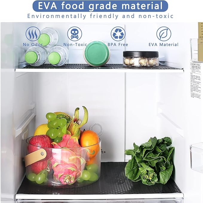 HooTown Shelf Liner Kitchen Cabinet Drawer Mats 17.5 Inch Wide x 78.7 Inch Long, Non Skid EVA Plastic Washable Oil Proof Pad for RV Drawer, Dish Plate Slippery Protection, Black