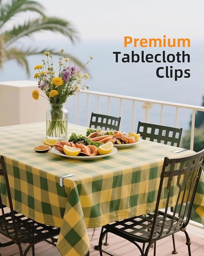 Tablecloth Clips for 2.5'' Thick Tables - 12 Pack Heavy Duty Picnic Table Clips, Stainless Steel Table Cloth Cover Clamps, Silver