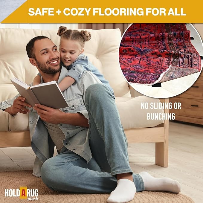 Hold-a-Rug Plush 2' x 14' Nonskid, Nonslip Rug Pad, Reversible Gripper, ¼ Thick, Safe for All Floors and Carpet, Keep Area Rugs Secure