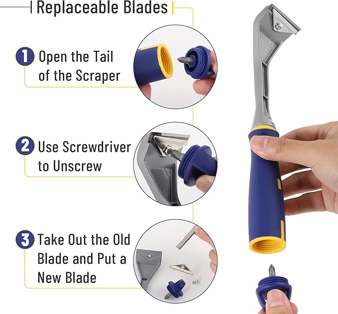 Bates- Carbide Scraper, 2 inch, Double-Edged Tungsten Steel Blade, Paint Scraper Tool