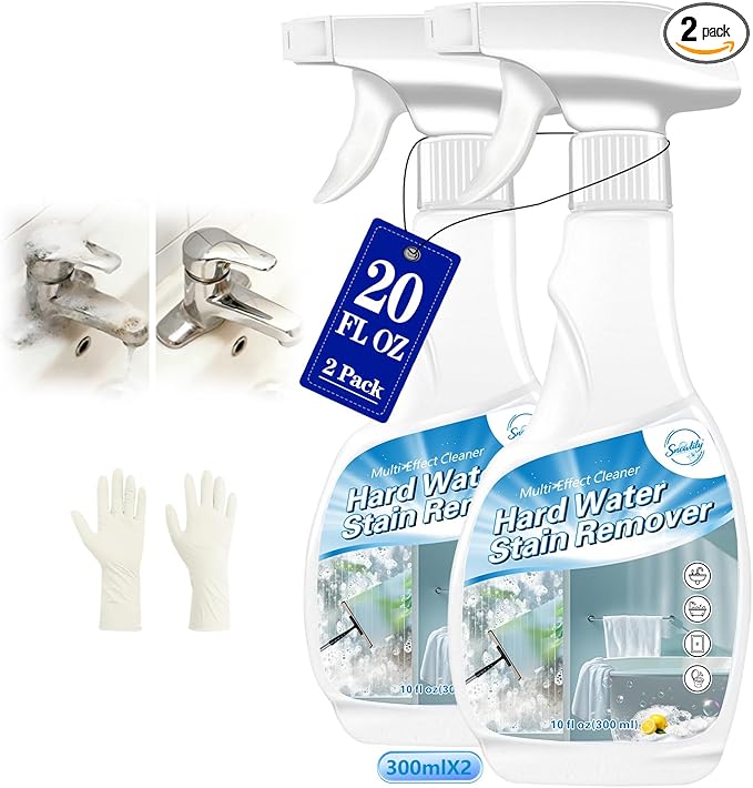 Snowlily Hard Water Stain Remover – 20 Oz Glass Shower Door Cleaner, Soap Scum & Calcium Remover for Windows, Tile, Grout, Toilet, Tubs – Bleach-Free Spray