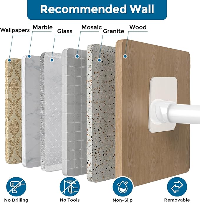 AIZESI Spring Tension Curtain Rods Short Tension Rod (White,17" to 28"-2Pcs)