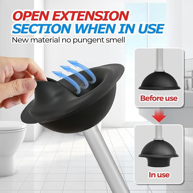 FORASTO Toilet Plunger with Holder,Plungers for Bathroom with Holder,Heavy Duty Plunger with Cover,Bathroom Decor，Bathroom Accessories，Toilet Bowl Cleaners,Charcoal Gray