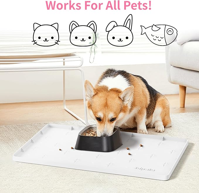 Sdpeia Under Sink Mat 22"×14" Waterproof Silicone Cabinet Liner & Sink Protector for Kitchen & Bathroom, Multi-Purpose Organizers Tray for Pets, Laundry, Cat Litter Mat, White