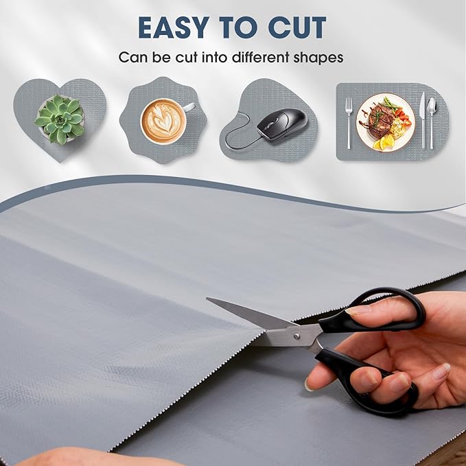 Drawer and Shelf Liner, Non-Slip Kitchen Cabinet Liners Non-Adhesive Thick Strong Grip Waterproof Washable Mats Protect Dresser Shelves Cupboard Bathroom Cabinets, Pure Gray, 18 in X 20 FT