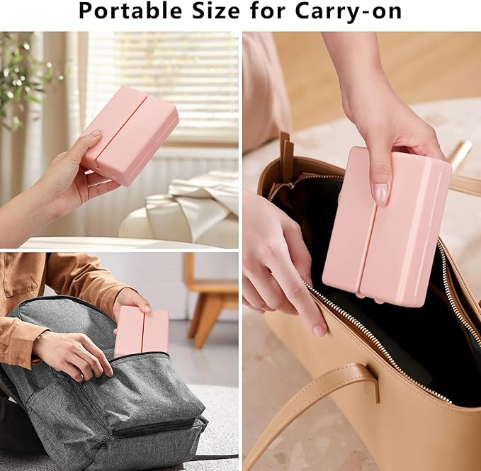 FYY 2 Pcs Daily Pill Organizer, 7 Compartments Portable Pill Case Travel Pill Organizer,[Folding Design] Pill Box for Purse Pocket to Hold Vitamins,Cod Liver Oil,Supplements and Medication-Pink