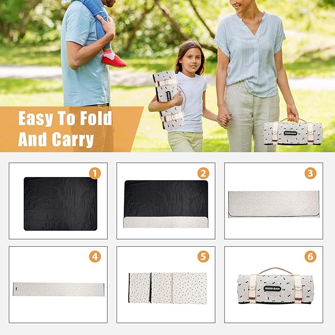 Extra Large Picnic Outdoor Blankets with Carry Strap, Oversized 78"x57" Waterproof & Sand Proof Portable Camping Mat, Outdoor Beach Mat, Indoor (Brown)