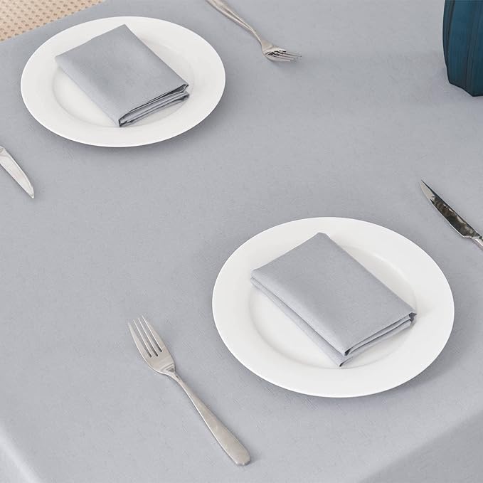 Textured Rectangle Tablecloth 52x70 inch Table Cloth Water Resistant Wrinkle Free Spill-Proof, Decorative Fabric Table Cover Washable for Banquet Parties Event Holiday Dinner, Light Grey