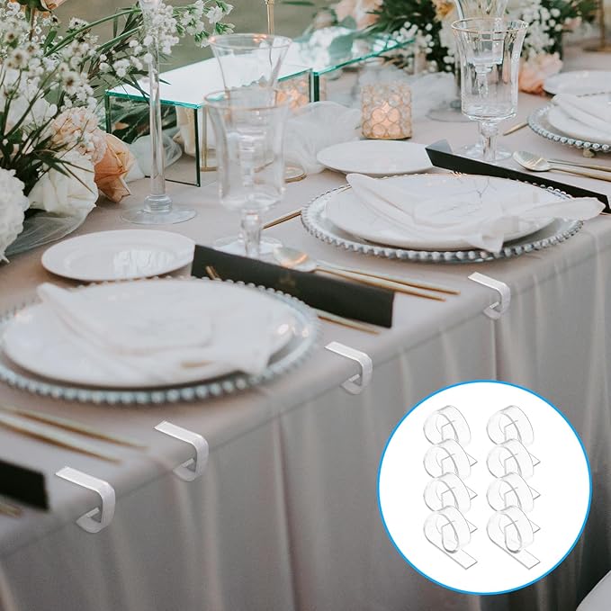 150 Pieces Transparent Clear Tablecloth Clips Plastic Table Cloth Clips Windproof Table Cover Holder Clamps Tablecloth Cloth Holder for Christmas Wedding Party Indoor Outdoor Camping Picnic