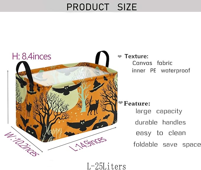 KUNRO Owl Pattern Storage Basket Gift Shelf Basket Storage Bin, Nursery Basket Organizer Box for With Handles for Room Deco