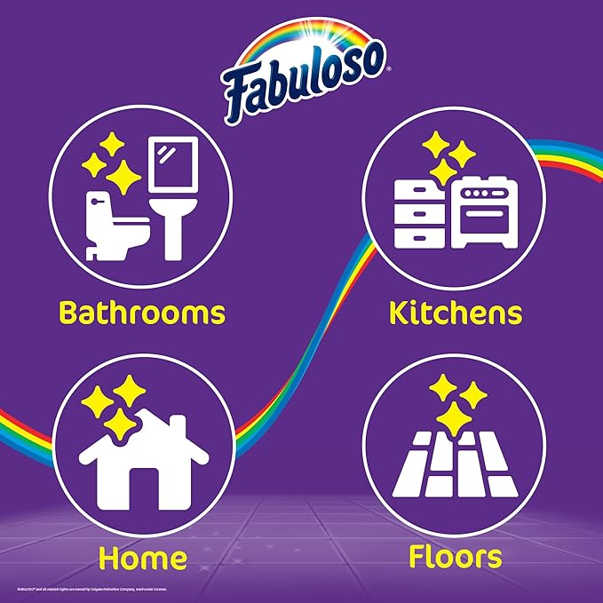 Fabuloso Cleaning Brush, Compact Hand Scrub Brush with Easy Grip Rubber Texture for Kitchen, Bathroom, Tile, Baseboards and Floors, Firm Bristles for Indoor Surface Cleaning, White & Purple, 6 Inch