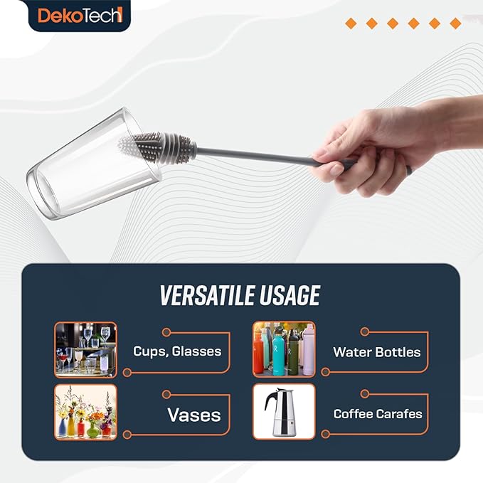 11-Inch Silicone Bottle Brush – Long-Handle Soft Bristle Cleaner for Effortless Deep Cleaning of Bottles, Glassware, Thermoses & Kitchen Containers