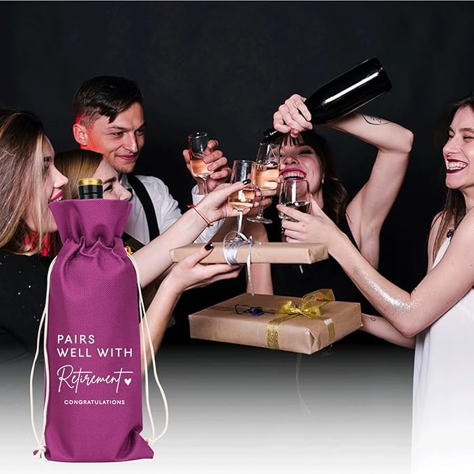 Purple Retirement Wine Bag Retirement Gifts for Women Men Farewell Gifts for Coworkers Going Away Gift for Friends Boss