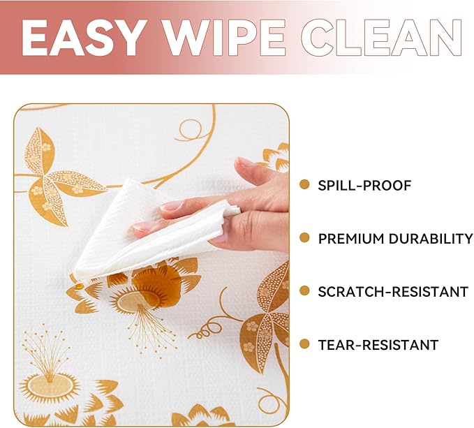 RAY STAR Shelf Liner, Non Adhesive Golden Leaves Floral Kitchen Cabinet Liner for Pantry Drawer Vanity, Strong Grip Non Slip, Shelf Liners for Kitchen Cabinets Cupboard 18 Inch x 8 FT (2 Rolls)