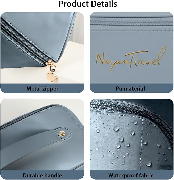 Travel Makeup Bag,Large Capacity Cosmetic Bags for Women,Waterproof Portable Pouch Open Flat Toiletry Bag Pattern Makeup Bag