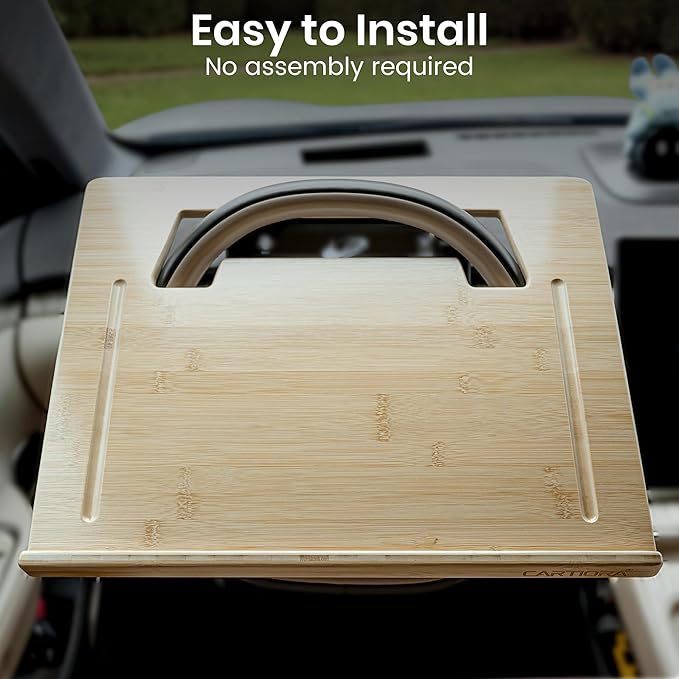 Essential Steering Wheel Tray - Car Table for Meal, Multipurpose Steering Wheel Table for Travelers, Table and Laptop Holder, Laptop Tray for Work