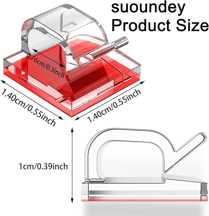 200 Pcs Cable Clips, Adhesive Cable Organizer Cord Holder Wire Clip Wire Management Self Adhesive Hooks Wire Holder for Office, Home(Transparent, 200PCS)