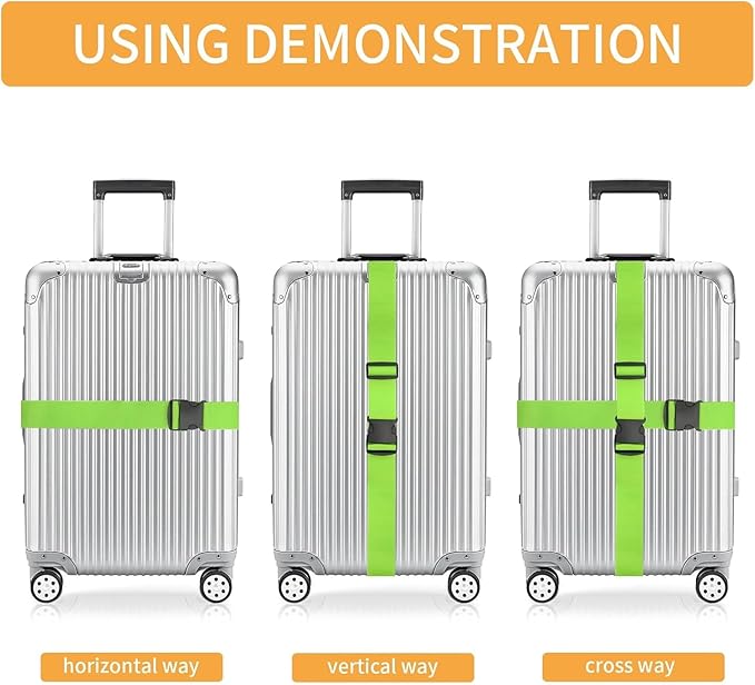 BILIONE 4 Pack Luggage Straps 79" Long Belts Keep Suitcase Secure While Traveling, TSA Approved Add a Bag Premium Accessory for Travel Bag Closure (4PCS Orange)
