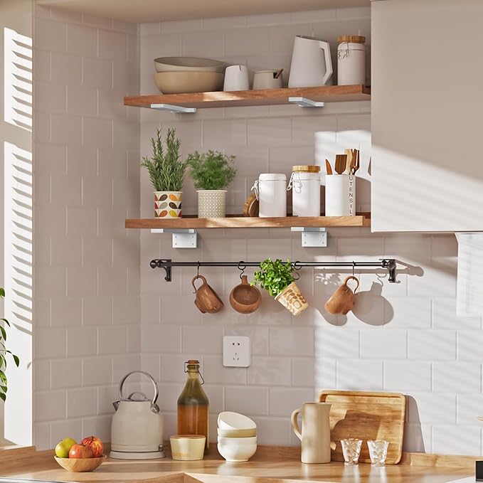 Floating Shelf Brackets 6 inch 8 Pack L Brackets for Shelves White Metal Heavy Duty Shelf Bracket for DIY Decorative with Mounting Hardware