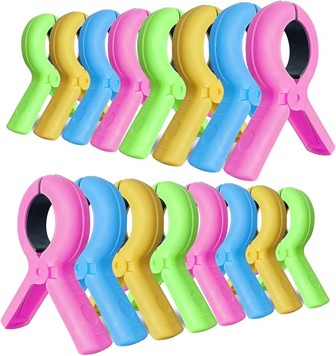 16 Pcs Beach Towel Clips for Beach Chairs, Towel Holder for Beach Chair Pool Chair on Cruise, Jumbo Size Heavy Duty Clothes Pins, Beach Chair Clips to Keep Your Towel from Blowing Away. (16)