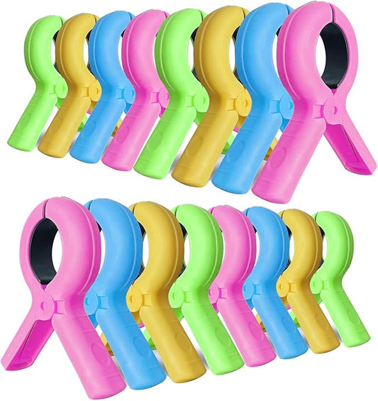 16 Pcs Beach Towel Clips for Beach Chairs, Towel Holder for Beach Chair Pool Chair on Cruise, Jumbo Size Heavy Duty Clothes Pins, Beach Chair Clips to Keep Your Towel from Blowing Away. (16)