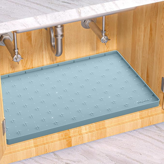 Sdpeia Under Sink Mat 22"×14" Waterproof Silicone Cabinet Liner & Sink Protector for Kitchen & Bathroom, Multi-Purpose Organizers Tray for Pets, Laundry, Cat Litter Mat