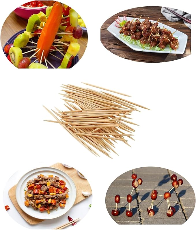 Gmark GM1021 Round Hotel Toothpicks, 2.5 Inch Natural Wooden, 3 Boxes Pack, 2400 Count Total
