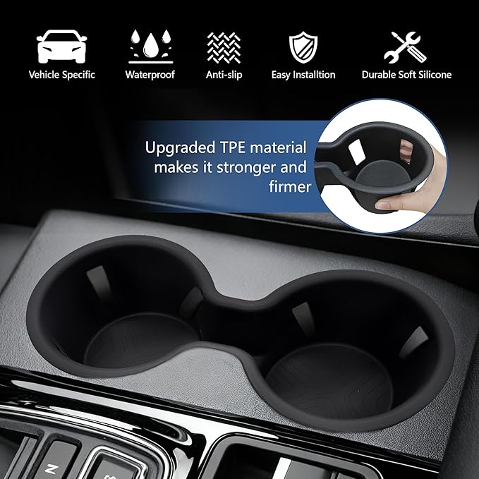 Cup Holder Inserts Compatible with Honda Pilot 2023-2025 2026 Accessories, Non-Slip TPE Center Console Cup Holder Protector Organizer for Honda Ridgeline&Passport 2024 2025 2026 Accessories