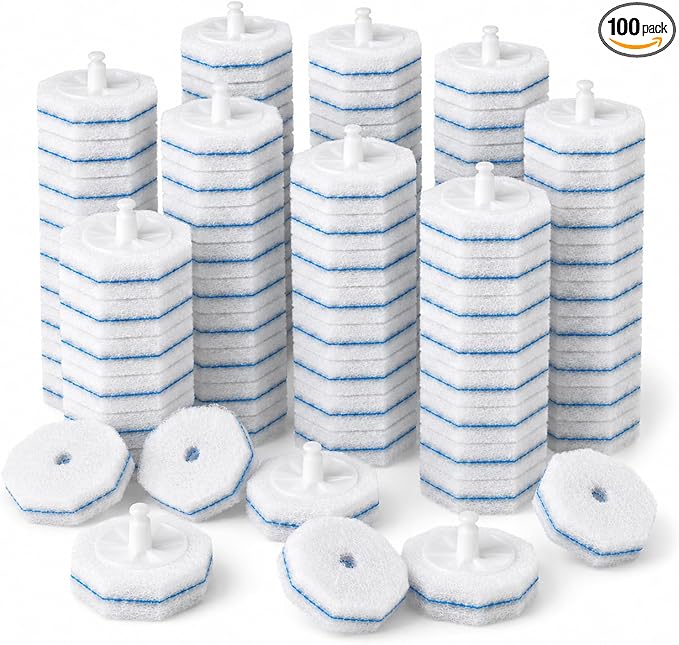 100 Pack Toilet Wand Refills Compatible with Clorox, Instant Foam Cleaning, Secure Lock No Slipping, Odor Neutralizing, Easy Snap-On Design