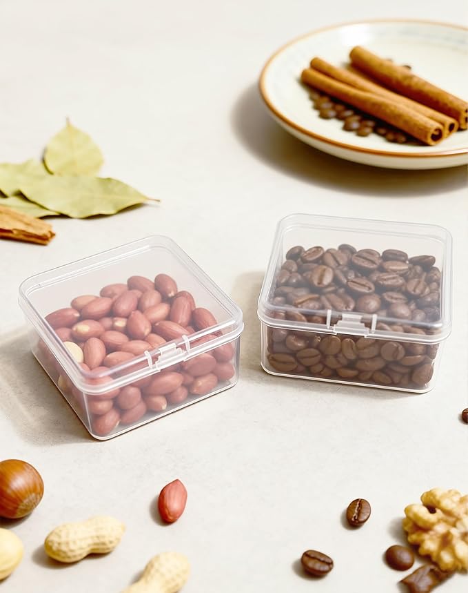 17-Pack Square Plastic Storage Boxes with Lids, Organizer Containers for Small Parts, Crafts, Jewelry, Office Supplies,Nails, SMT components (3 x 3 x 1.4inch) Plastic Case