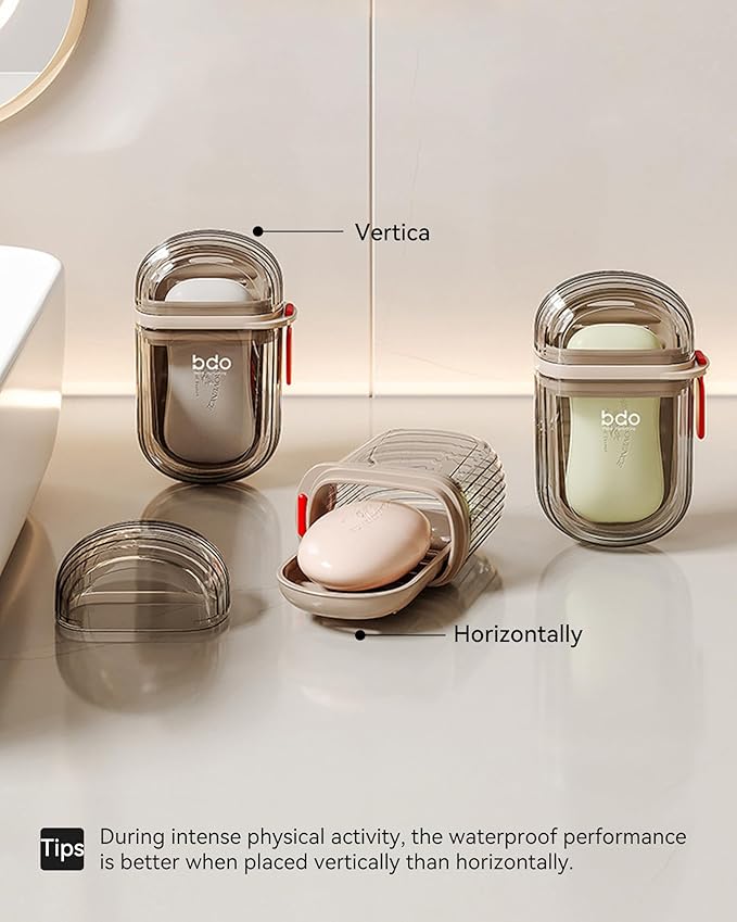 Travel Soap Case, Leakproof Soap Container with Lid, Portable Bar Soap Holder for Traveling, Soap Dish for Bathroom, Shower, Gym, School, Camping, Vacation, Outdoor-Transparent-Black