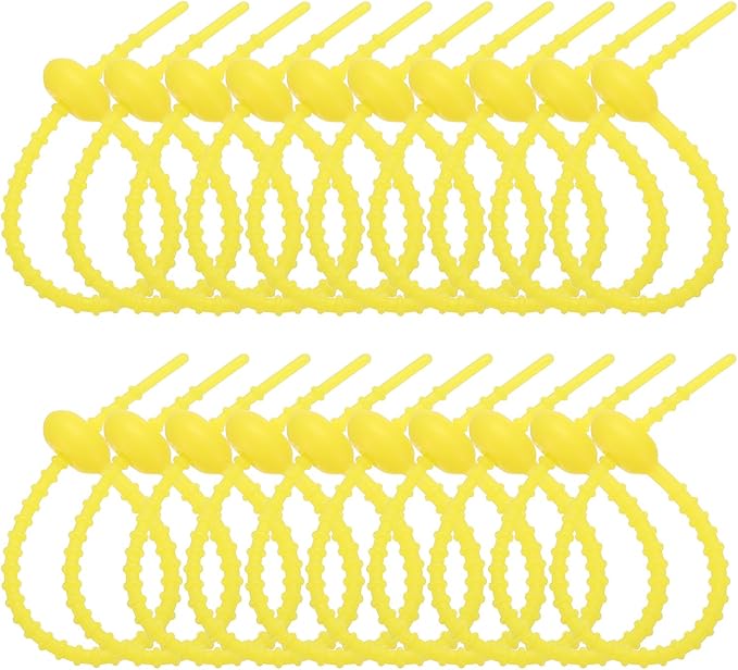 PATIKIL 6 Inch Silicone Cable Ties, 20pcs Rubber Reusable Twist Zip Ties Organizer for Home Office Kitchen Food bags Wires Adjustable Bag Clip, Fluorescent Yellow