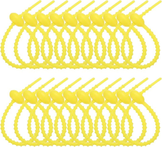 PATIKIL 6 Inch Silicone Cable Ties, 20pcs Rubber Reusable Twist Zip Ties Organizer for Home Office Kitchen Food bags Wires Adjustable Bag Clip, Fluorescent Yellow