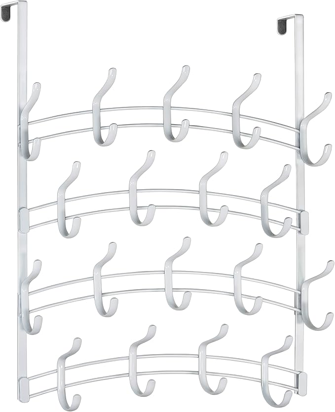 LYNK Professional® Home™ Over the Door Hooks - 36 Hook – Over the Door Coat Rack - Over the Door Hanger - Hanging Towels or Clothes - Bathroom, Bedroom, Laundry Room - Lifetime Ltd. Warranty, White