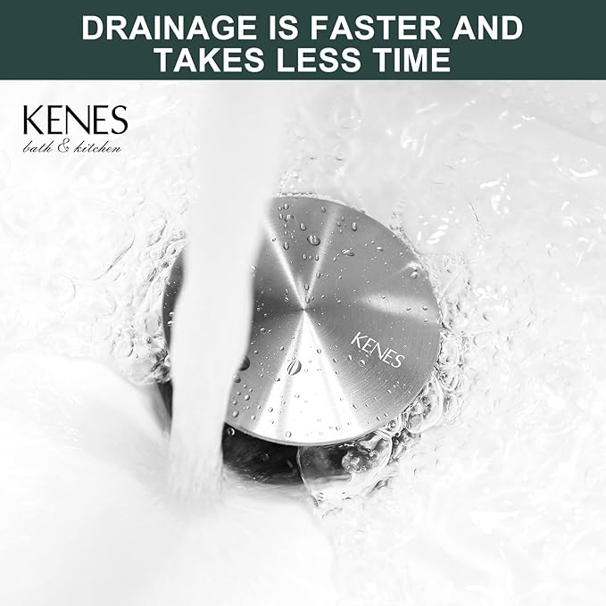 KENES Bathroom Sink Drain Stopper Pop up Sink Drain with Overflow, Brushed Nickel Lavatory Bathroom Vanity Sink Drain Assembly, Built-in Anti-Clogging Strainer