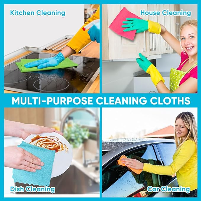 Orighty Microfiber Cleaning Cloths,50 Pack Microfiber Towels Bulk, Ultra-Soft & Absorbent Cleaning Rags, Reusable Lint Free Cloths for Car Care, House, Kitchen, 12x11 Inch