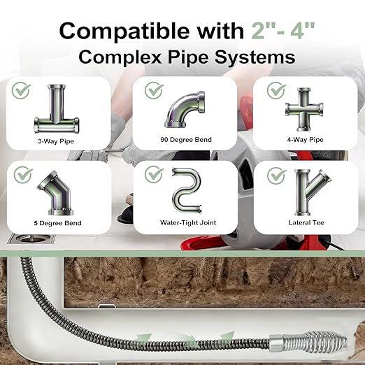 62235 C-2 Drain Cleaning Cable 5/16 Inch x 25 Ft Hollow Core Drain Cable with Drop Head Auger Fits K-39 K-40 K-45 K-50 G2037506 4MY89 4Z661 G1501245 Drain Cleaning Machines