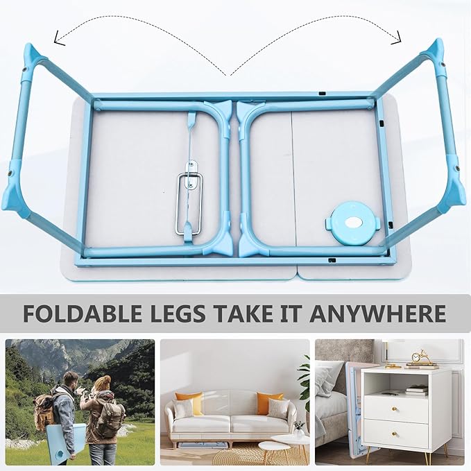 Laptop Desk for Bed Couch, Lap Desk for Laptop, Portable Laptop Stand for Desk, Small Adjustable Laptop Desk, Foldable Bed Table for Laptops and Writing, Bed Tray Table with Cup Holder (Blue)