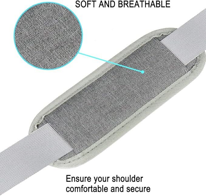 Shoulder Strap, Durable 55" Universal Replacement Laptop Shoulder Strap, Adjustable Comfortable Belt with Metal Hooks for Briefcase, Computer Messenger Bag, Laptop Case Luggage/Duffel/Camera, (Grey)