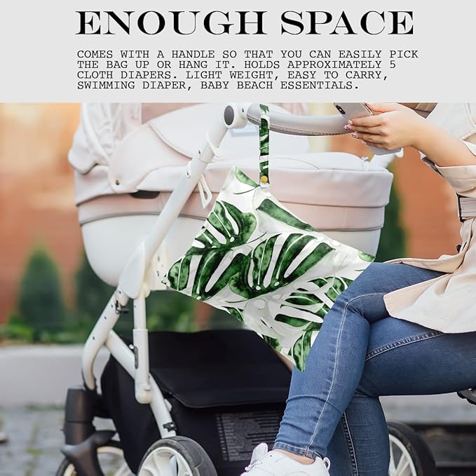 Wet Bag, Wet Dry Bag, Wet Bag for Swimsuit, Travel, Beach, Pool, Diapers, Dirty Yoga Gym Clothes, Makeup Bag, Waterproof Tropical Palm Leaves Decor Jungle Palm Leaf Favors