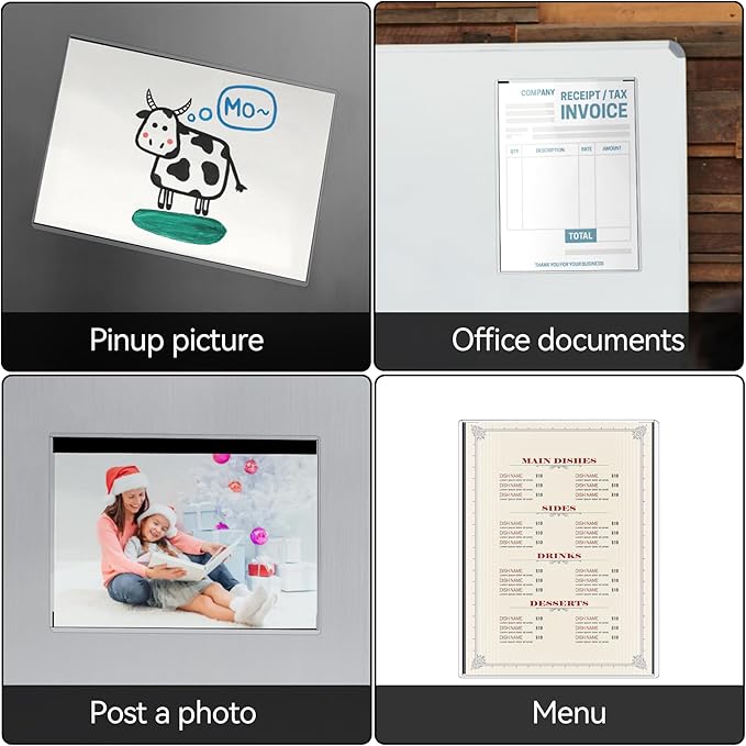 10 Pcs 8.5'' x 11'' Rigid Magnetic Sign Holders - Clear Plastic Document Frames with Magnet Borders for Letter Size Posters - Perfect for Home, Office, and Store Displays