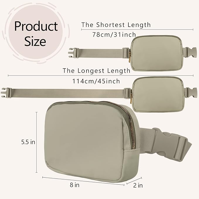 VOROLO Fanny Pack For Women And Men Crossbody Bag Belt Bag with Adjustable Strap Graduation Gifts Wood Grey