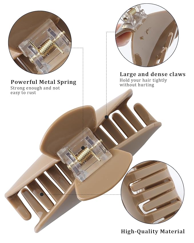 4Pcs Large Acrylic Clips - Big Non-Slip Banana Barrettes for Thick Hair, Strong Hold Jaw Clips for Women Girls