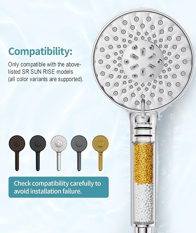 SR SUN RISE Shower Filter for Handheld Shower Head, NSF Certified 2 Pack Replacement Filters for Hard Water Remove Chlorine and Harmful Substances Only Fits SR SUN RISE Shower Head