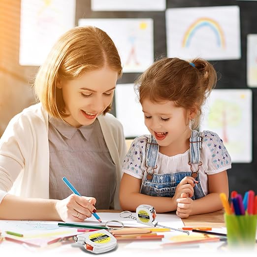 30 Pack 3ft Mini Tape Measure Keychain, Sliver Portable Retractable Small Tape Measure with Slide Lock, Construction Party Favors for Prize Bag Filler DIY Projects School Office Home Project Daily Use